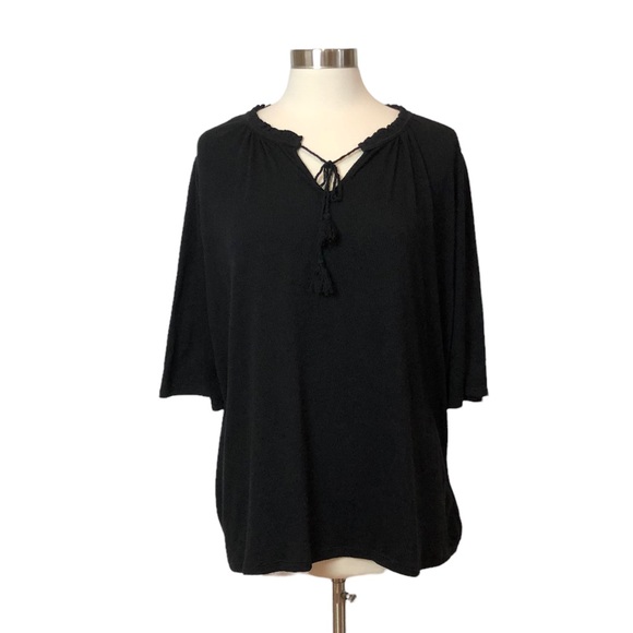Old Navy Tops - Old Navy Black Tassel Tie Top
